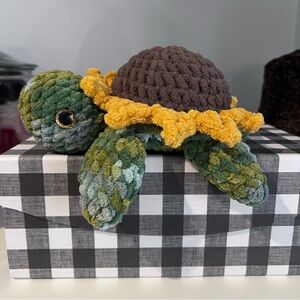 Crochet Amigurumi Sunflower Turtle made by Petunias Plushie Patch, New
